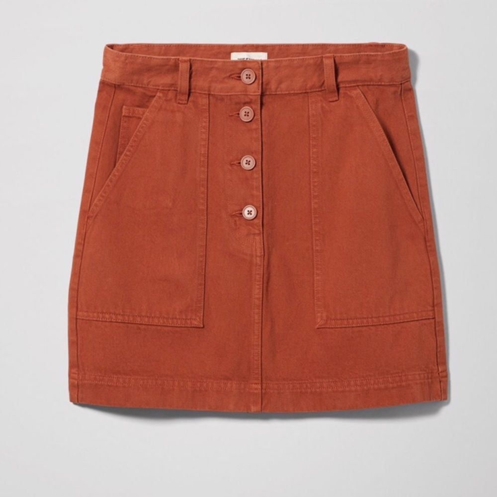 ⭐️ Weekday Eda Mini Skirt Rust Orange Button Front XS
